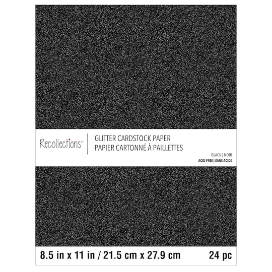 Black Glitter 8.5&#x22; x 11&#x22; Cardstock Paper by Recollections&#x2122;, 24 Sheets